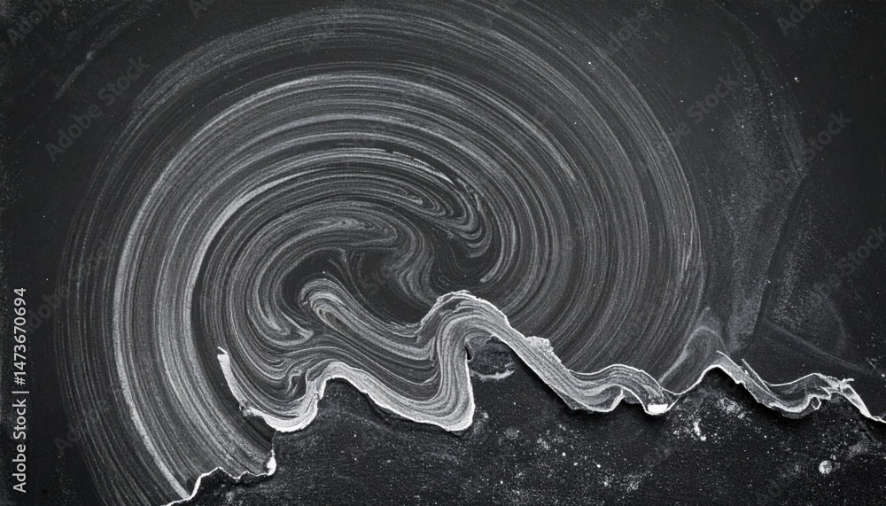 Poster dynamic swirling patterns on dark surface abstract art contemporary style indoor setting aerial view
