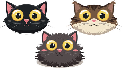 Fototapeta premium A group of cats with yellow eyes