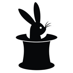 Cute baby bunny in a magician's hat, a fun cartoon illustration for a happy Easter card