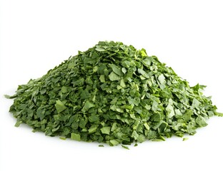 Pile of chopped, vibrant green leaves