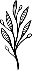 Elegant Line Art Botanical Branch Illustration