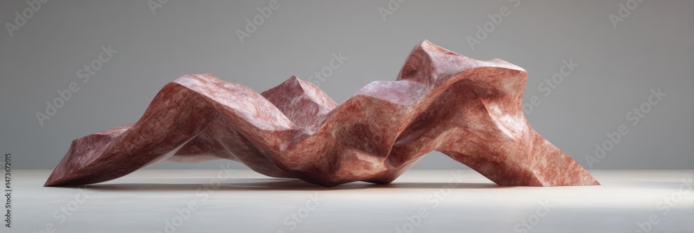 Fototapete abstract muscular form sculpture displayed on a minimalist surface in a neutral-toned environment, h
