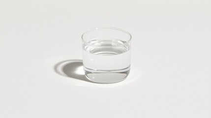 A clear glass of water on a white background.