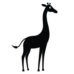 Fototapeta premium Cartoon vector illustration of a cute, funny giraffe standing isolated on white, perfect for farm animal or wildlife art