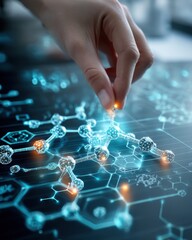 Hand Interacting with a Holographic Molecular Network
