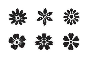 set of flower silhouette vector illustration