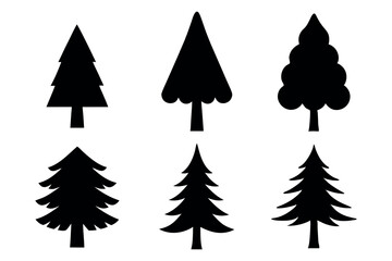 Obraz premium Minimal Pine Tree Silhouette Icons