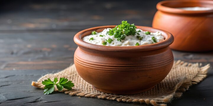Traditional Sri Lankan curd made from yogurt and herbs stored in a clay pot , traditional, curd