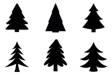 Obraz premium Minimal Pine Tree Silhouette Icons