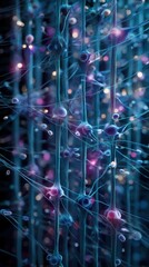Microscopic View of Neural Network Connections Glowing in Blue and Purple