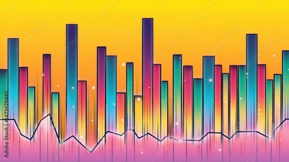 Poster vibrant rainbow color bars abstract background design for modern presentations