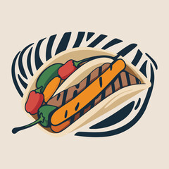 Minimalist National Fajita Day Vector Design Featuring Geometric Shapes, Bold Typography, and Solid Colors to Celebrate Mexican Cuisine and Fajita Ingredients