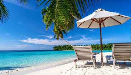 Obraz premium beach chairs and umbrellas on the beach