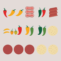 Minimalist National Fajita Day Vector Design Featuring Geometric Shapes, Bold Typography, and Solid Colors to Celebrate Mexican Cuisine and Fajita Ingredients