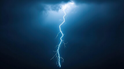 A dramatic lightning strike in the night sky.
