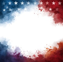 Obraz premium Patriotism Watercolor Background Red Blue Stars Independence Day Design