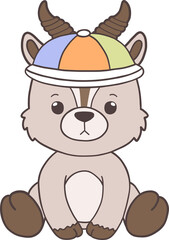 Groovy Woodland Animal with Hand Drawn Gazelle for Book Animals for Kids.