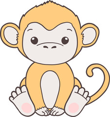 Groovy Woodland Animal with Hand Drawn Monkey for Book Animals for Kids.