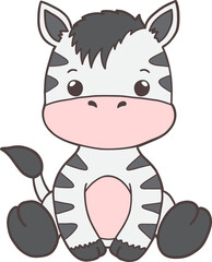 Groovy Woodland Animal with Hand Drawn Zebra for Book Animals for Kids.