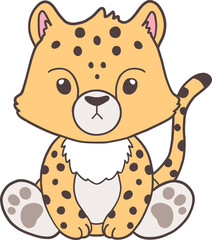 Groovy Woodland Animal with Hand Drawn Cheetah for Book Animals for Kids.