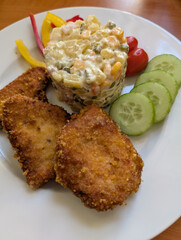 czech schnitzel and potato salad