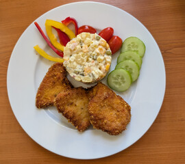 czech schnitzel and potato salad