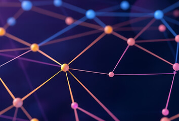 Social network concept features a seamless geometric pattern illustrating digital business connections via web technology, Generative AI