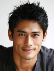 Obraz premium Portrait of a Young Southeast Asian Man, Confident Male Face on Isolated Background for Diversity and Culture Concepts