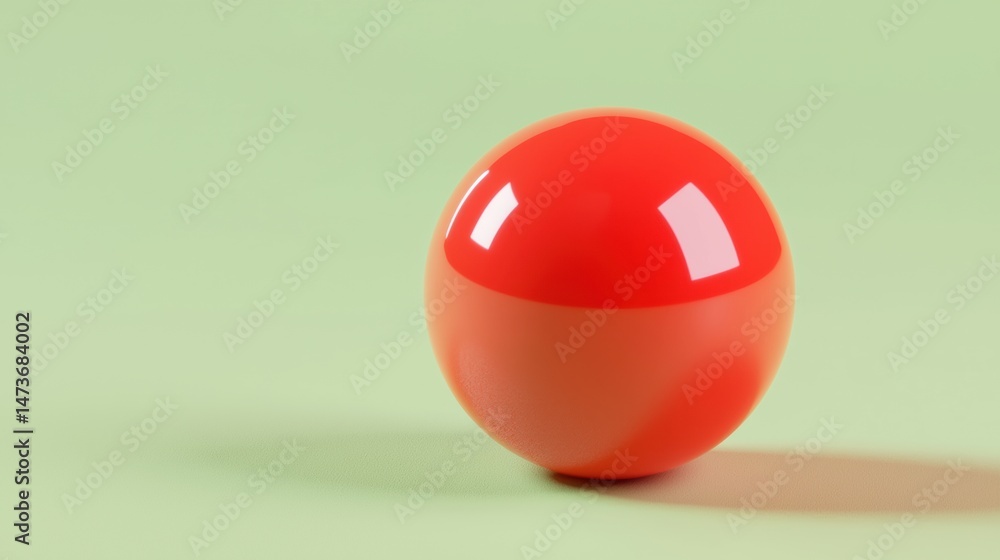 Poster a 3d rendering of a red ball with a white stripe on its surface.
