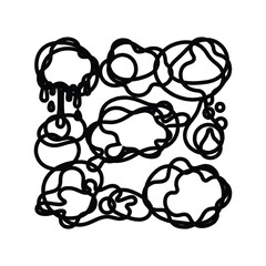 Abstract Black Line Scribble Shapes Collection on White Background Vector Design