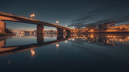 Fototapeta premium City bridge over river at twilight