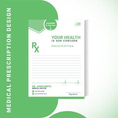 Clean Medical Prescription Pad Vector Design Template