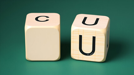 cousin - cube with letters, sign with wooden cubes