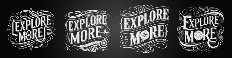 Fototapeta premium Chalk Style Vector Poster with Inspirational Jungle Typography & Emblem Icons