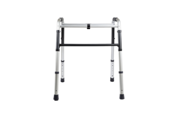 Adjustable folding walker mobility aid with a lightweight and durable aluminum frame transparent background
