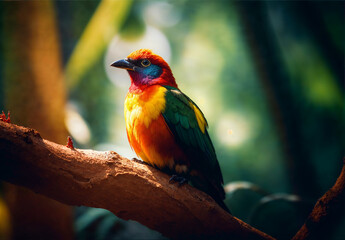 Exotic Bird with Rainbow Plumage