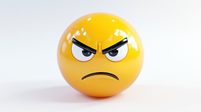 Angry yellow emoji with furrowed brow and intense expression conveying strong emotions and feelings of frustration
