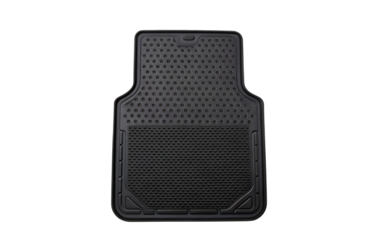 Black Universal Fit Rubber Car Floor Mat with Raised Edges and Textured Surface transparent background