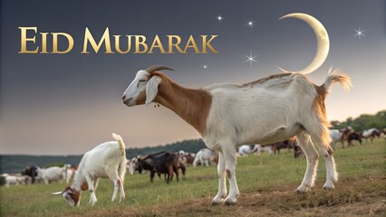 Classic Eid Mubarak Card with Mosque Silhouette and Lanterns