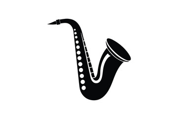 Silhouette art illustration of a geometric saxophone.eps