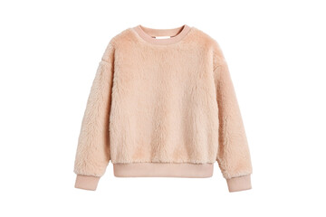 Cozy pale pink faux fur sweater perfect for a comfortable winter day transparent background