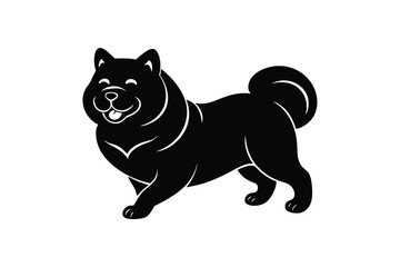 Silhouette art illustration of a happy Chow Chow running with its tail curled up.eps
