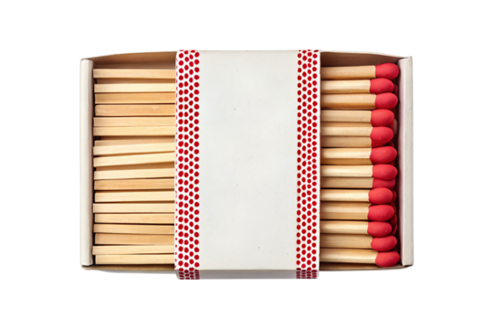 Vintage Matchbox Full of Wooden Matches Ready to Strike and Ignite transparent background