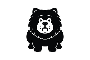 Silhouette art illustration of a surprised Chow Chow with wide eyes.eps