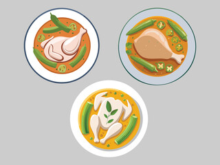 vector illustration of a Frango com Quiabo (Chicken with Okra, Popular in Minas Gerais)