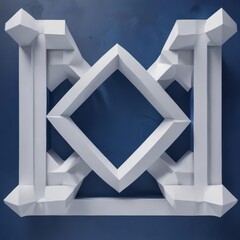 White diamond and square shapes in a layered geometric pattern against a deep blue abstract backdrop , elegant, wallpaper