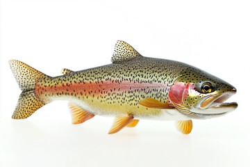 Rainbow Trout Swimming Forward Isolated on White