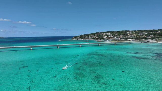 Aerial Journey to Kouri Island over Kouri Bridge on a Sunny Day