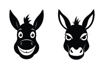 Donkey Head  silhouette Vector bundle  illustration, Set of Donkey Head  silhouette 