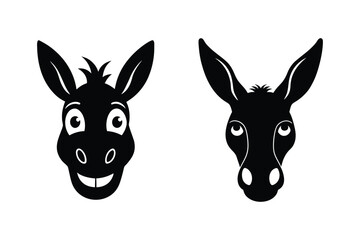 Donkey Head  silhouette Vector bundle  illustration, Set of Donkey Head  silhouette 